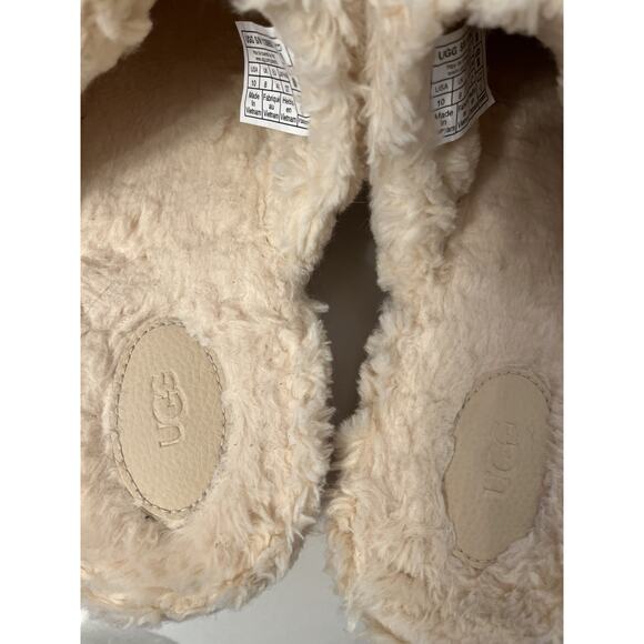 UGG Fuzz Sugar Clog Slipper Women 10 US Faux Fur Fluff Beige Cozy NWOT - Picture 5 of 6
